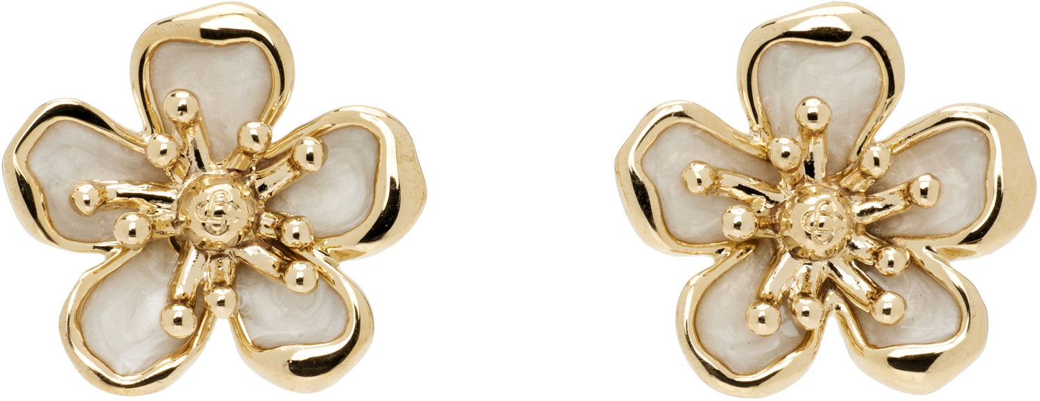 Náušnice Casablanca Casablanca Gold-Tone Enamel Flower Earrings Metalická | A-AW25-JW-342-02, 0