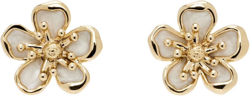 Náušnice Casablanca Casablanca Gold-Tone Enamel Flower Earrings Metalická | A-AW25-JW-342-02