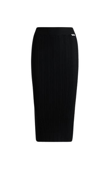 Sukňa BOSS Women's Irregular-Rib Crepe Midi Tube Skirt Čierna | 50514292, 0