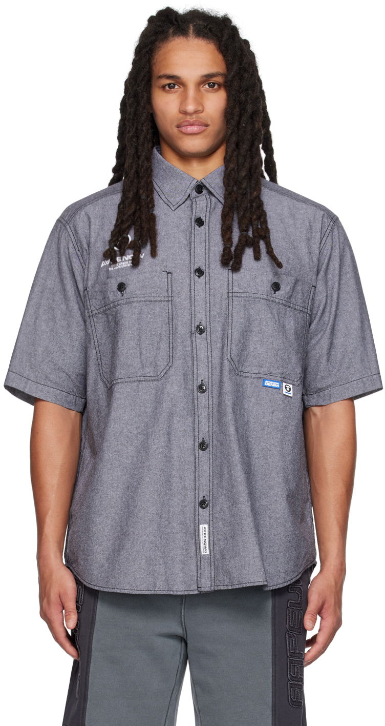 Košeľa AAPE by A Bathing Ape AAPE by A Bathing Ape Embroidered Shirt Šedá | AAPSRM8436XXKBKX, 0