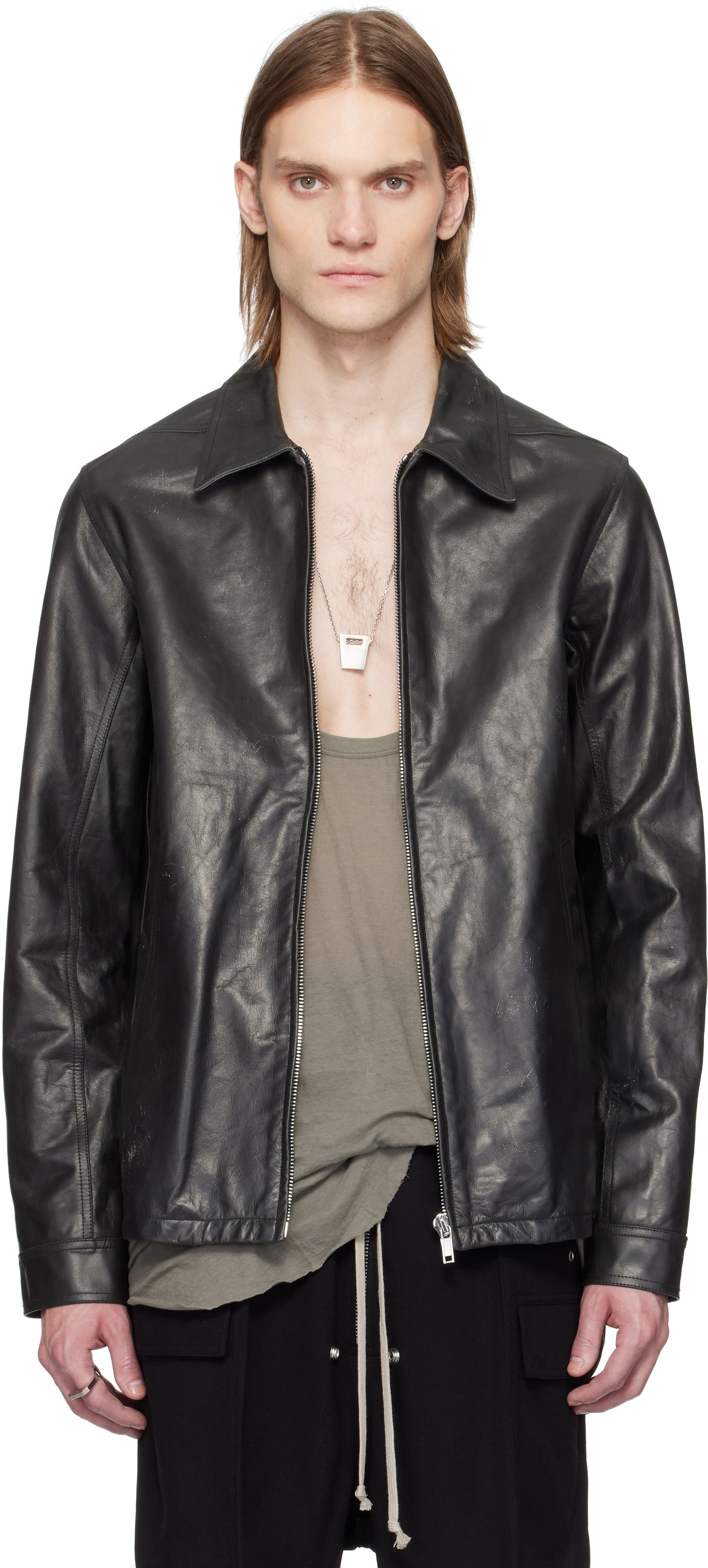 Bunda Rick Owens Rick Owens Hollywood Brad Leather Jacket Čierna | RU01E5764 LTP, 0