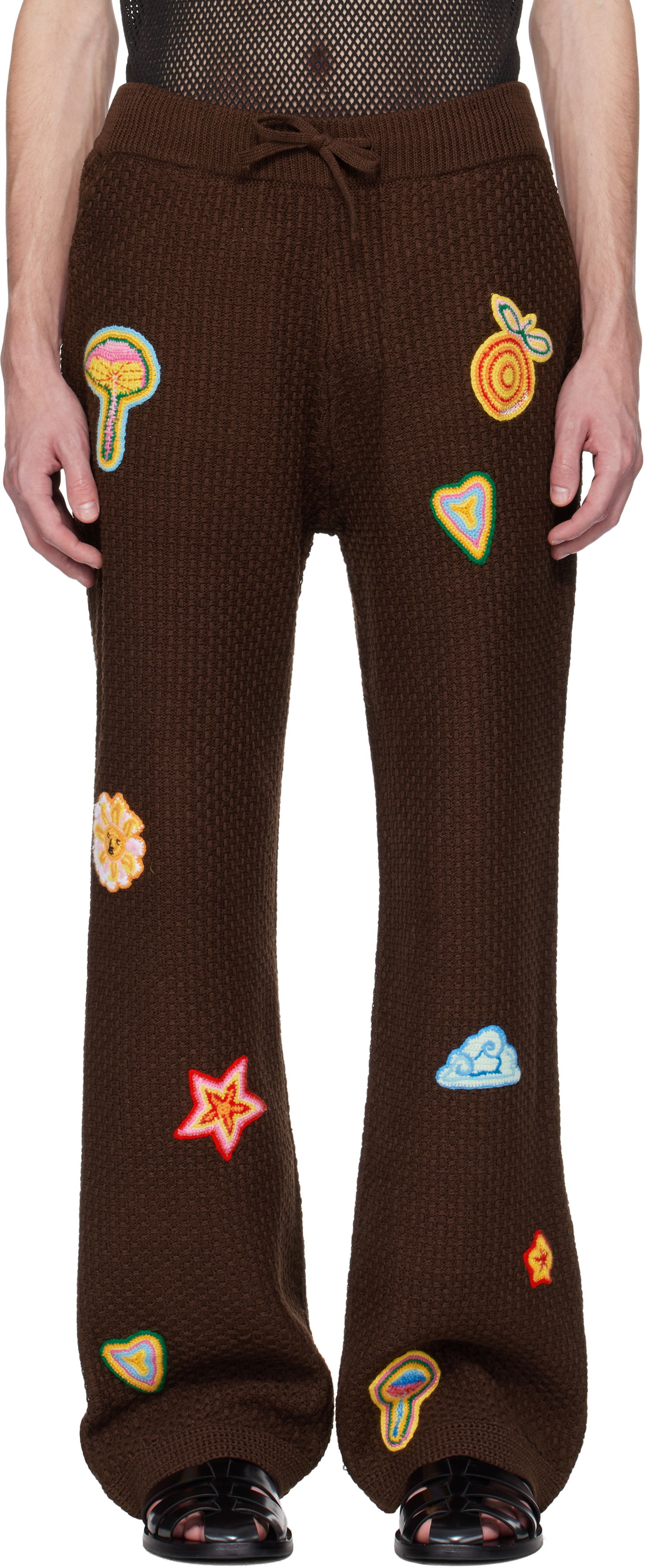 Tepláky Casablanca Casablanca Motif Crochet Sweatpants Hnedá | MS25-KW-915-01, 0