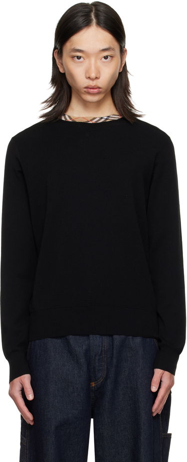 Sveter Burberry Burberry Check Trim Wool Sweater Čierna | 8112148, 0