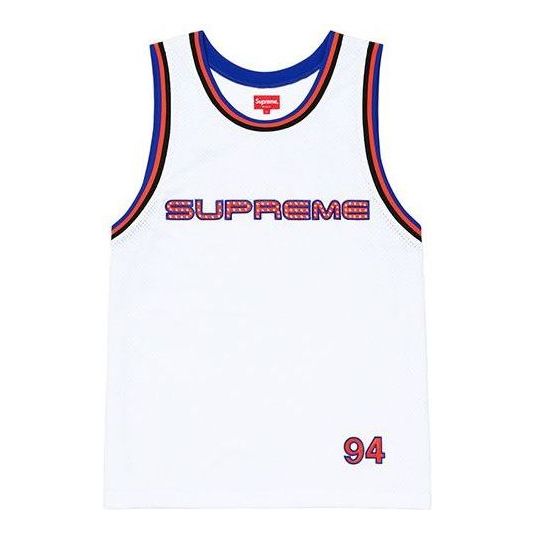 Tielko Supreme Rhinestone Basketball Jersey Biela | SUP-SS19-10400