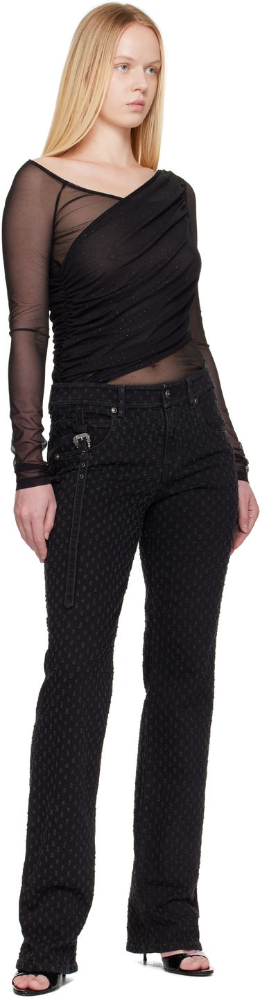 Tričko Versace Versace Jeans Couture 'STR' Tulle Glitter Long Sleeve Top Čierna | E78HAH600_EJ0192, 4