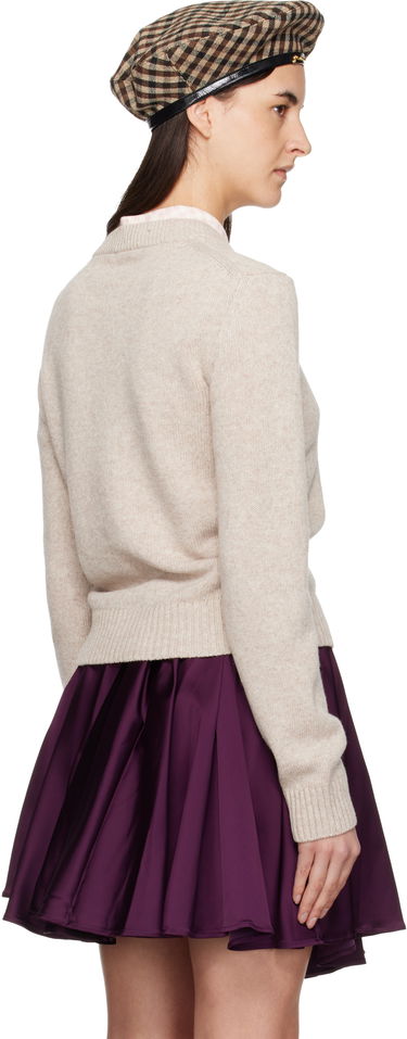 Sveter GANNI Wool Mix Ribbed Round-neck Button Cardigan Béžová | K2594, 2