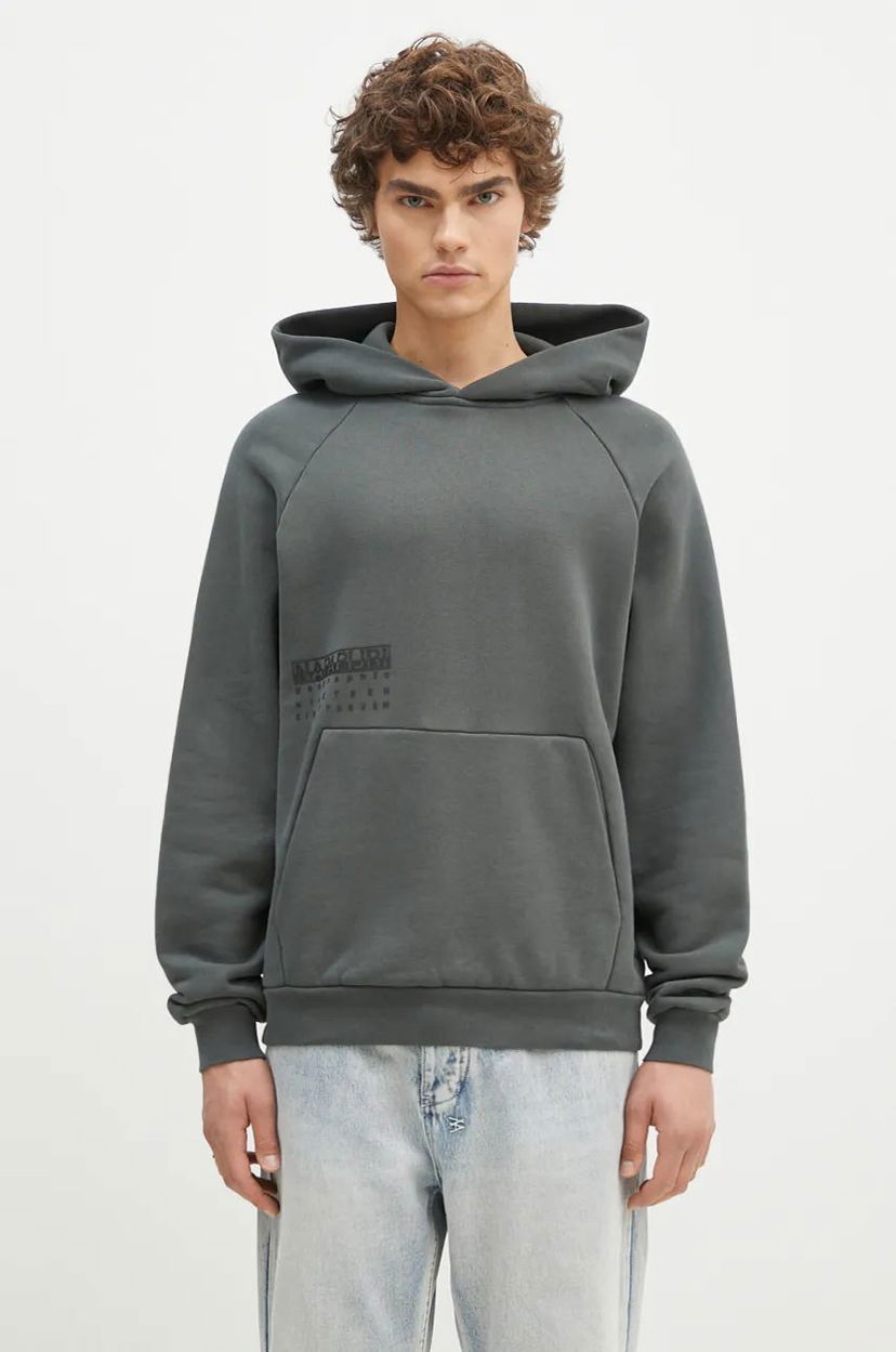 Mikina Napapijri Sweatshirt With Hood And Print Zelené | NP0A4I6MG1S1