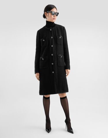 Kabáty Dolce & Gabbana Dolce & Gabbana Single-Breasted Raschel Tweed Coat Čierna | F0W2KZFMTACN0000, 1