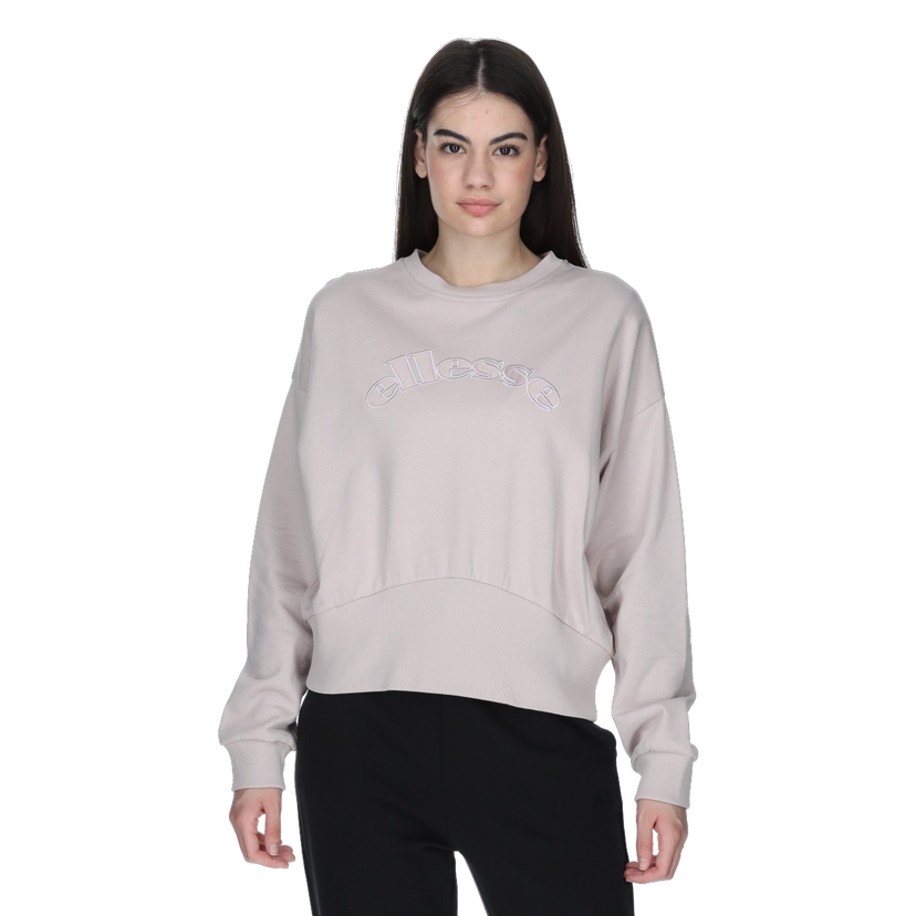 Mikina Ellesse Cropped Crew Neck Sweatshirt with Arched Embroidered Detail Béžová | ELA253F611-76