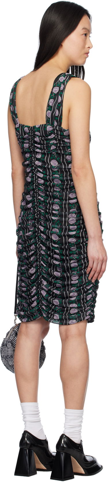 Šaty Anna Sui Anna Sui Rosetti Mesh Ruched Tie Midi Dress Čierna | 1125G70, 2