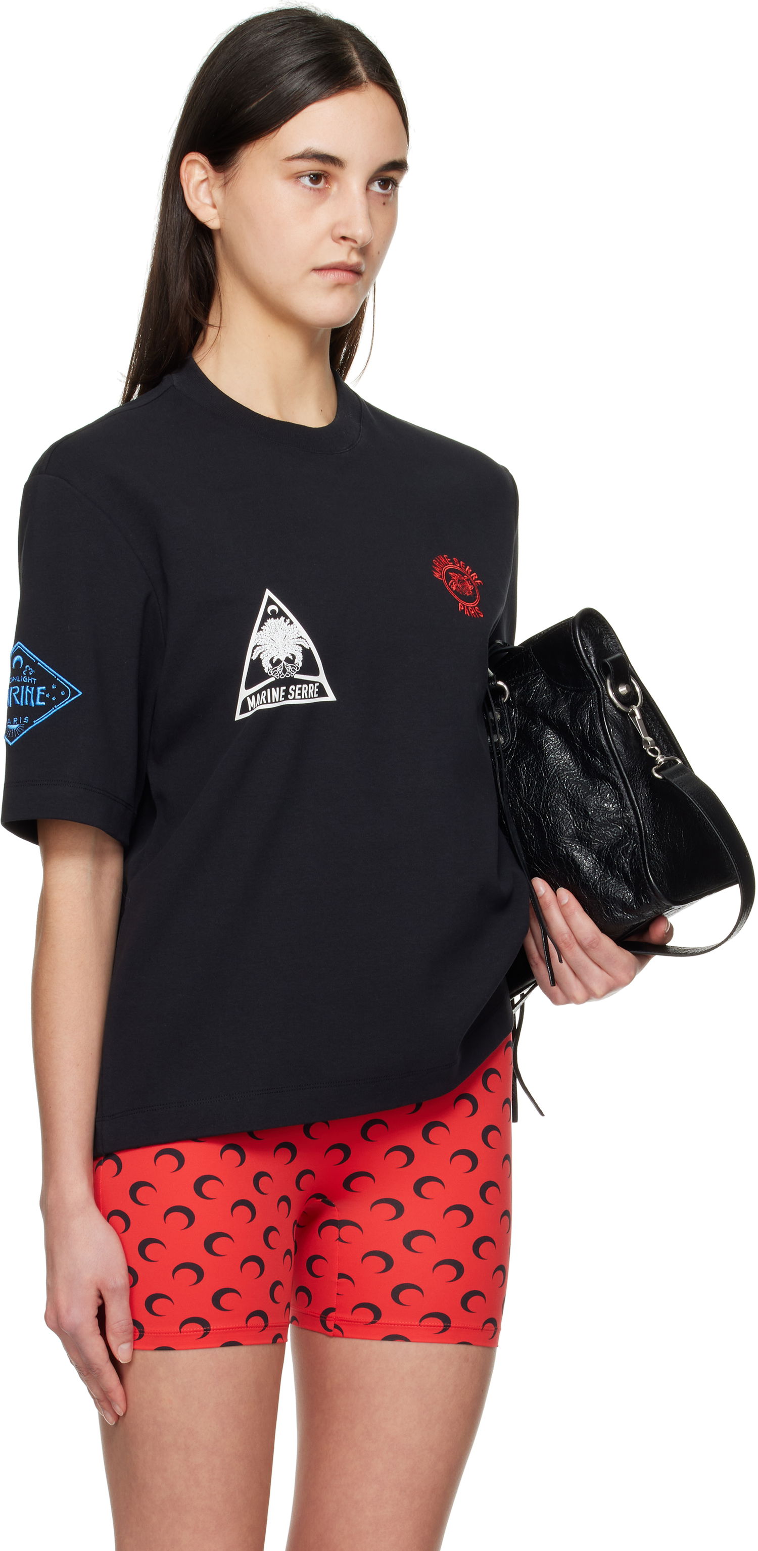Tričko Marine Serre Marine Serre Souvenir Loose Fit Jersey T-Shirt Čierna | UTT001A CJER0079, 1