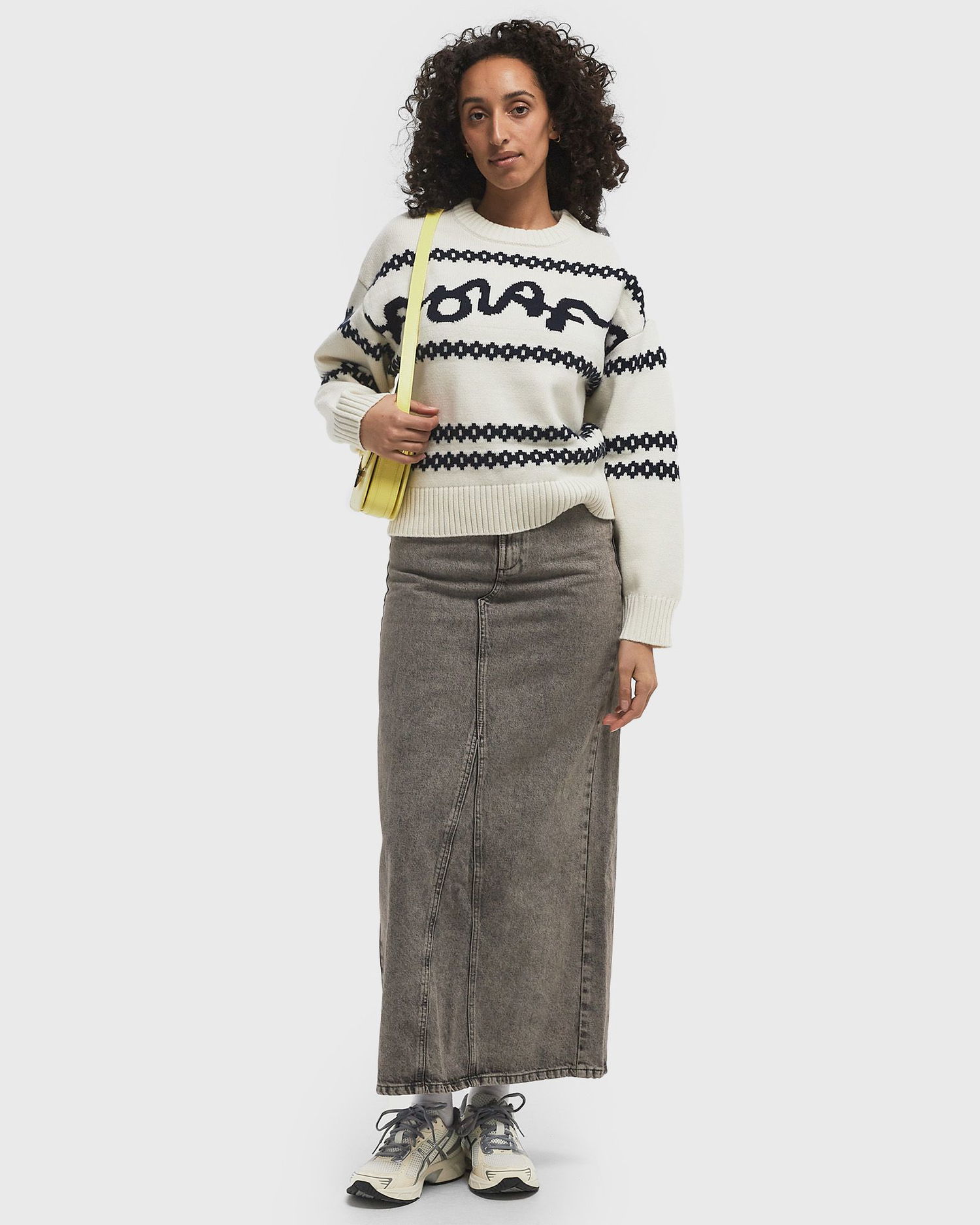 Sveter ØLÅF Olaf Signature Jacquard Crewneck Knit Sweater Biela | W190703, 1