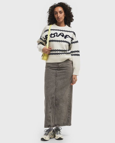 Sveter ØLÅF Olaf Signature Jacquard Crewneck Knit Sweater Biela | W190703, 1
