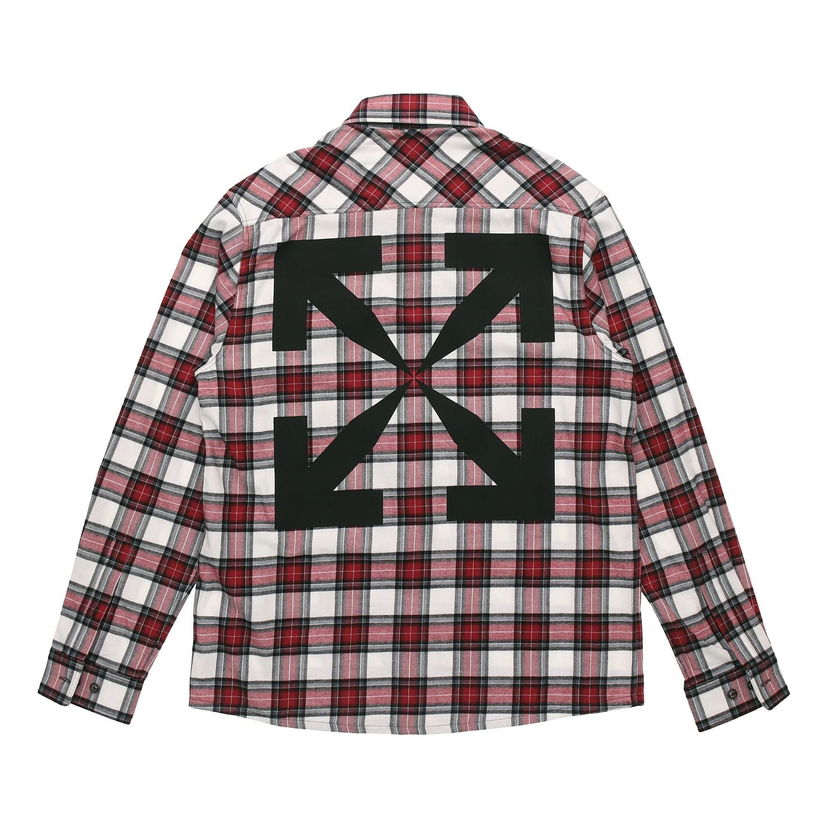 Košeľa Off-White Plaid Shirt With Back Arrow Červená | OMGA133R21FAB0022500