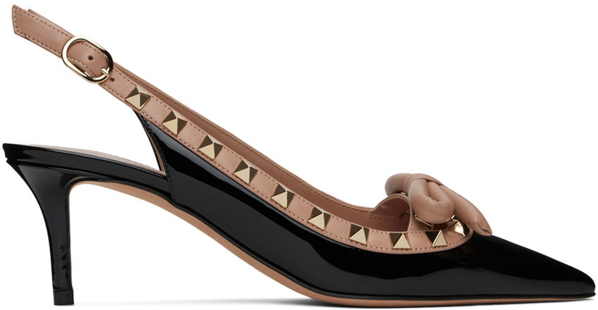 Tenisky a topánky Valentino Garavani Black & Pink Rockstud Bow Slingback Heels Čierna | 5W2S0IB8TZE, 0