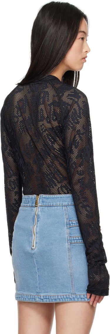 Sveter Versace Versace Jeans Couture Fishnet Long Sleeve T-Shirt Čierna | E78GAH611_EJ0200, 2