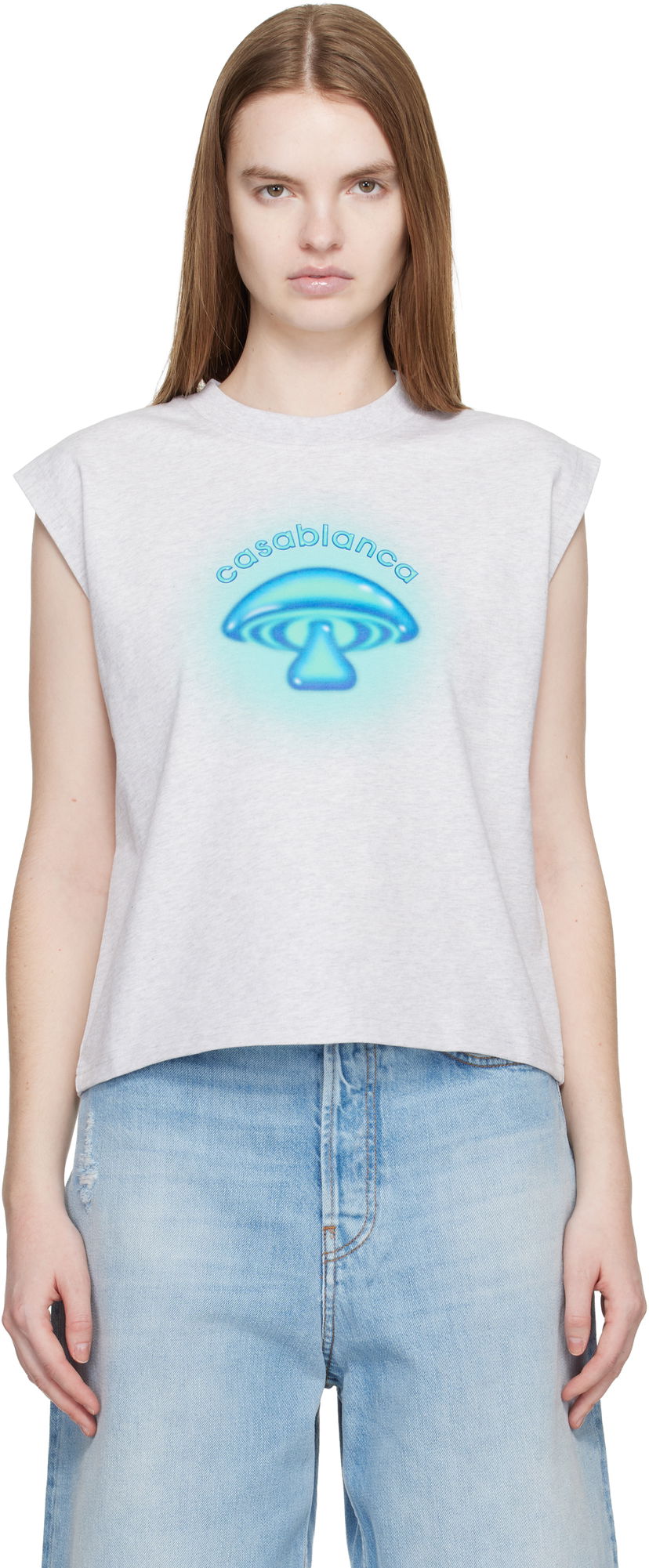 Tielko Casablanca Casablanca Airbrush Mushroom Tank Top Šedá | W-SP26-JTS-058-01