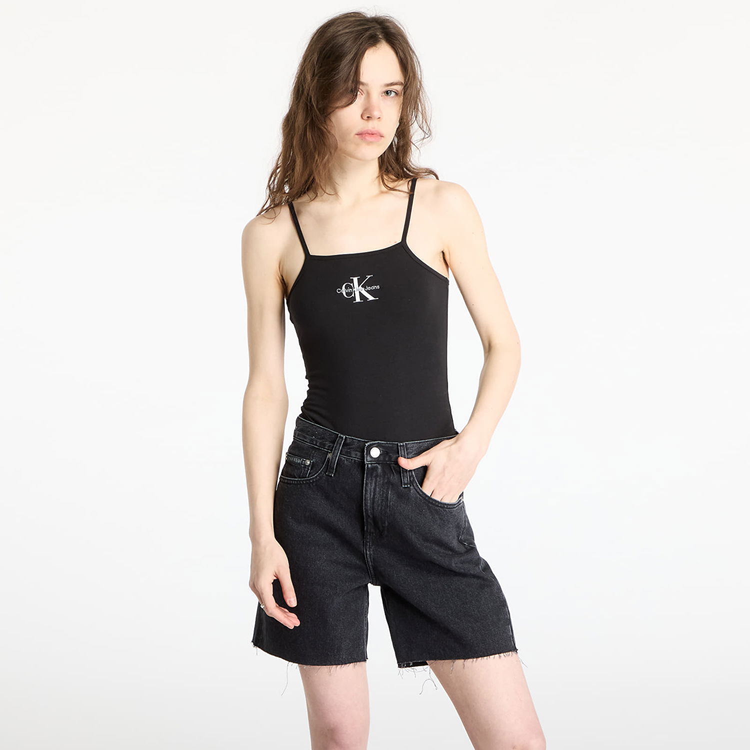 Body CALVIN KLEIN Calvin Klein Jeans Monologo Strappy Bodysuit Čierna | J20J223421 BEH, 0