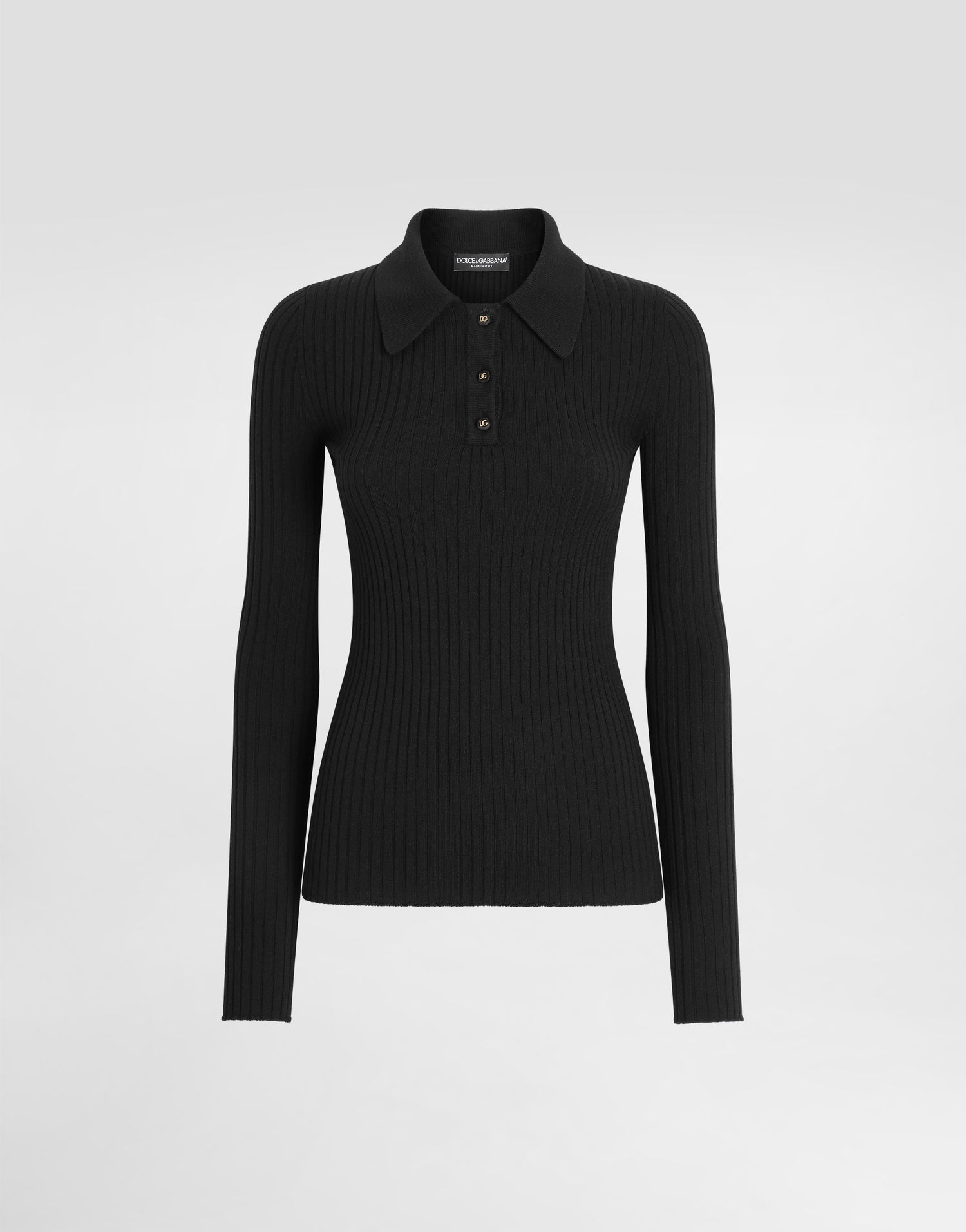 Sveter Dolce & Gabbana Dolce & Gabbana Women's Ribbed Wool Polo Sweater Čierna | FXZ17TJCVXGN0000, 0