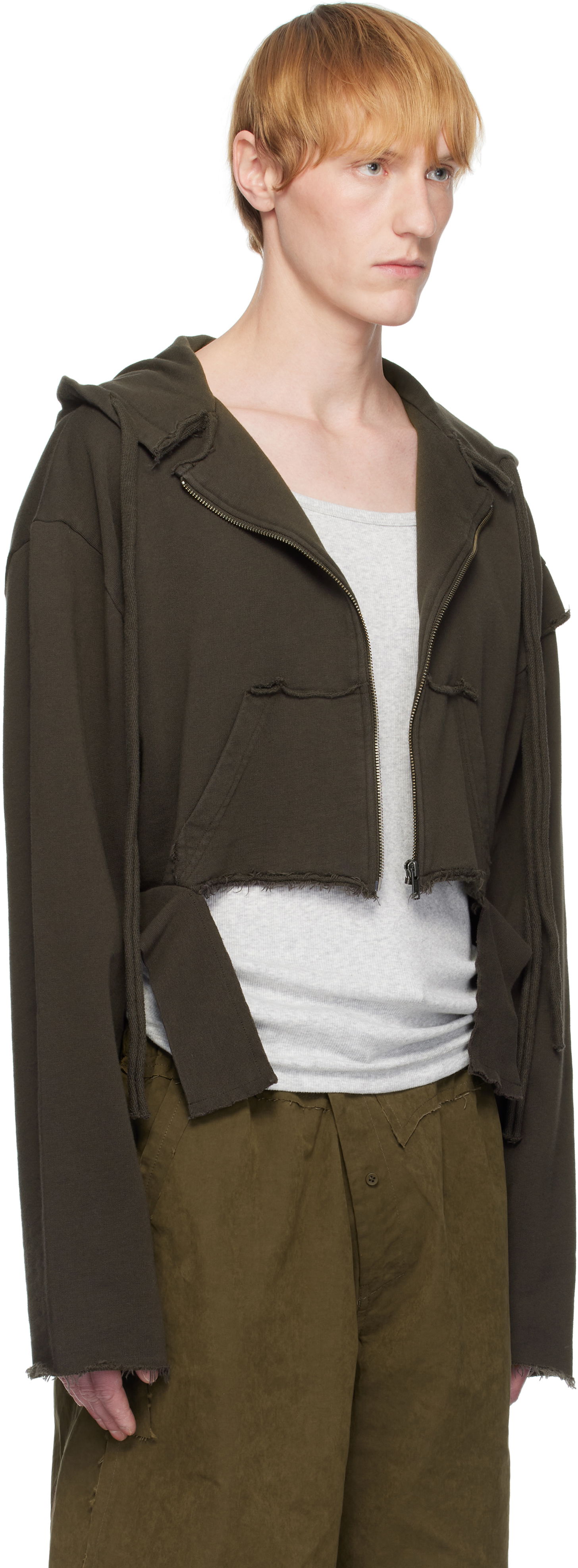 Mikina Ottolinger Ottolinger Distressed Cropped Hoodie Zelené | 115-601115-02, 1