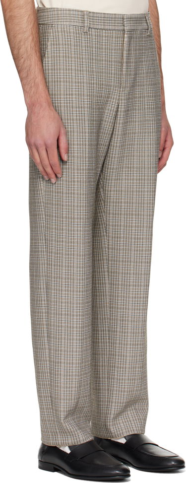 Nohavice BOSS BOSS Relaxed-Fit Checked Stretch Trousers Hnedá | 50546061, 1