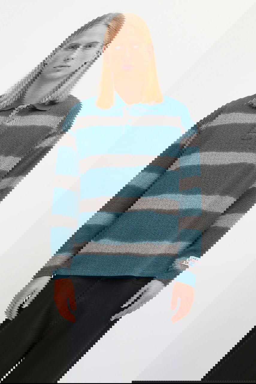 Polo tričko Napapijri Martine Rose Striped Knit Long-sleeve Polo Tyrkysová | NP0A4FPHL631, 0