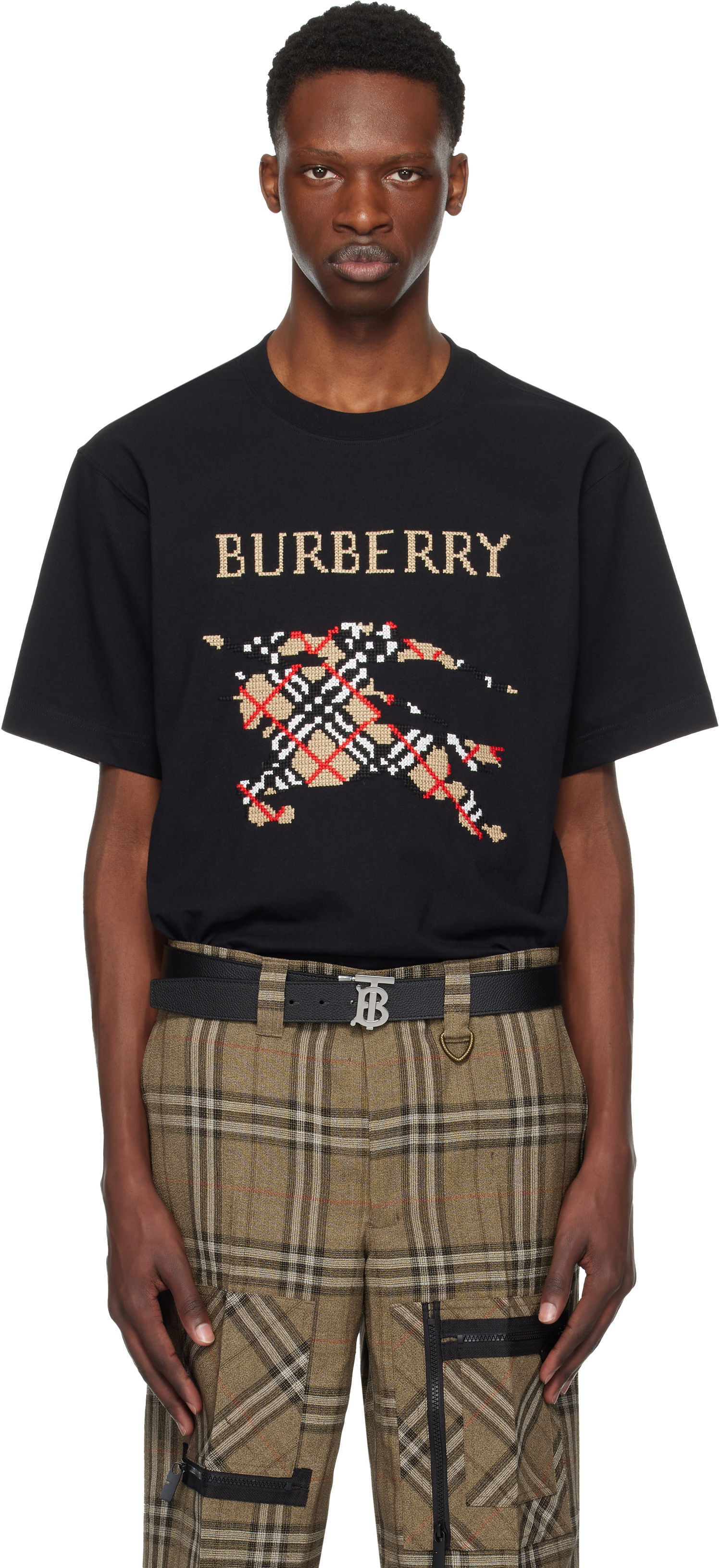 Tričko Burberry Cross Stitch Horseferry Print Cotton T-Shirt Čierna | 8109021, 0