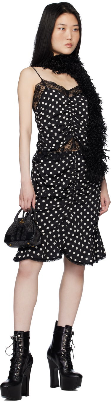 Šál Anna Sui Anna Sui Faux Curly Lamb Fur Long Scarf Čierna | A1025A1, 2