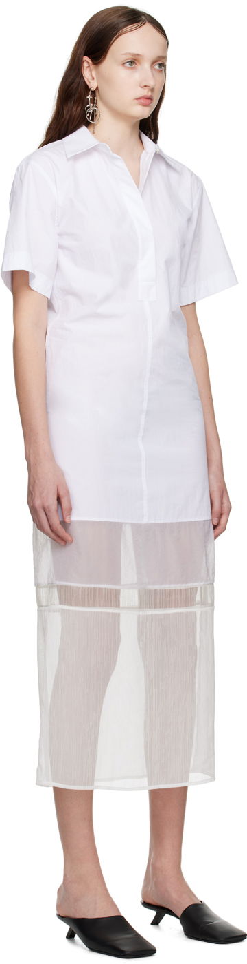 Šaty Helmut Lang Helmut Lang Combo Shirt Midi Dress Biela | N01HW602, 1