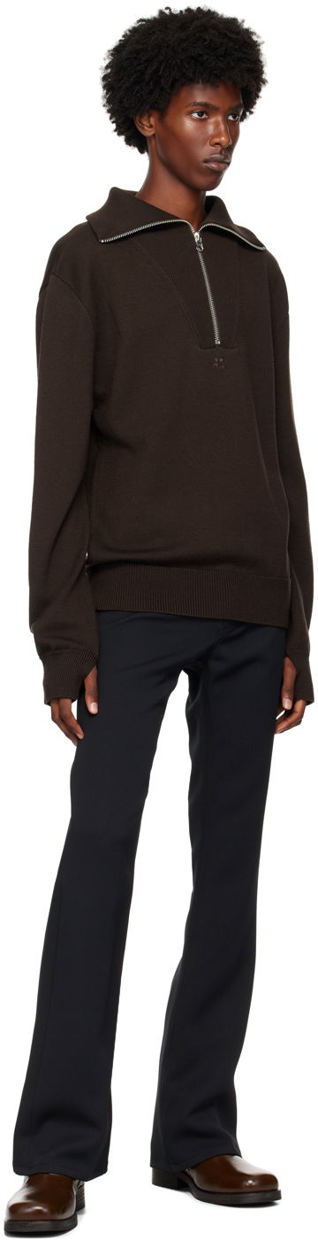 Sveter Courrèges Wool Quarter-Zip Sweater Hnedá | 324MPU171FI0036, 3