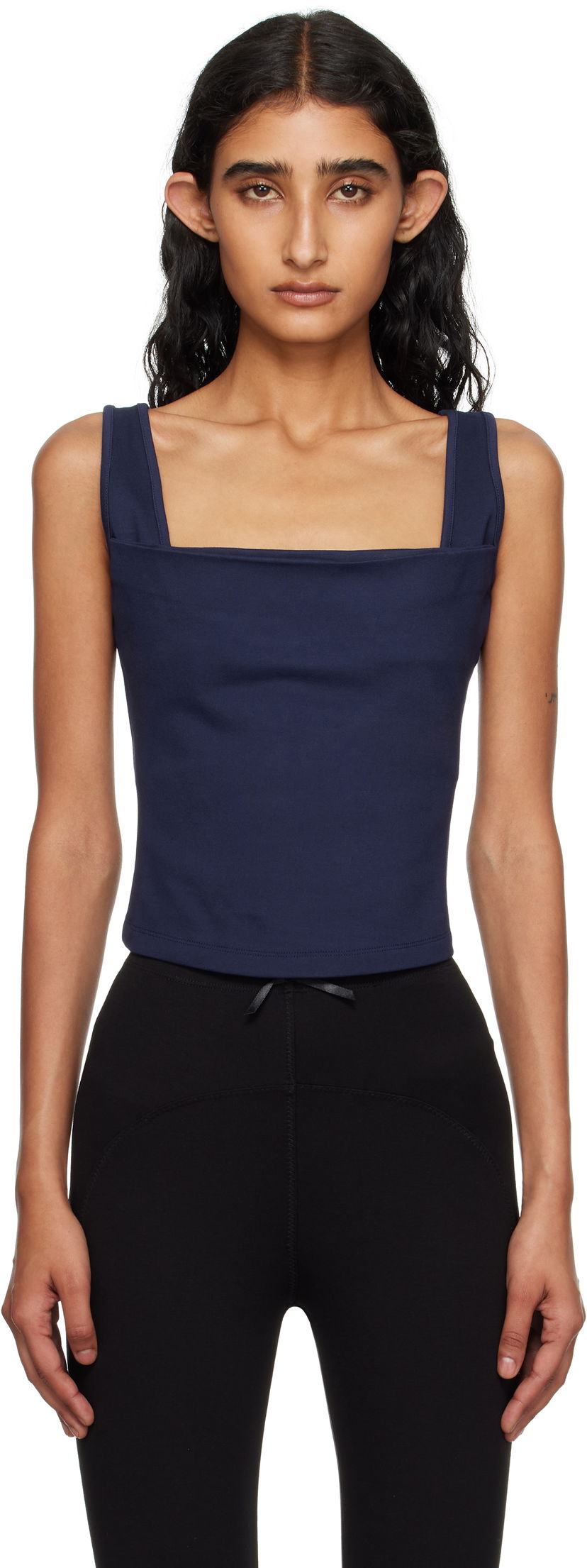 Tielko Miaou Miaou Luna Square Neck Tank Top Navy | 7110PONNVY