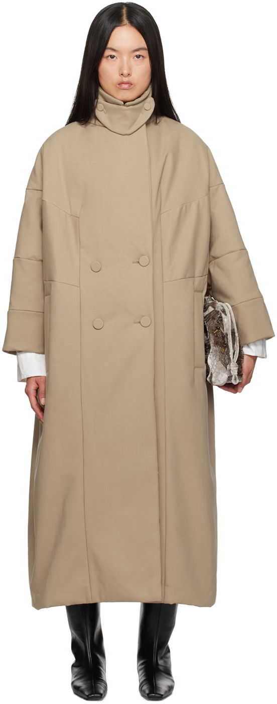 Kabáty Dries Van Noten Long Cocoon Coat Béžová | 242-010211-9129