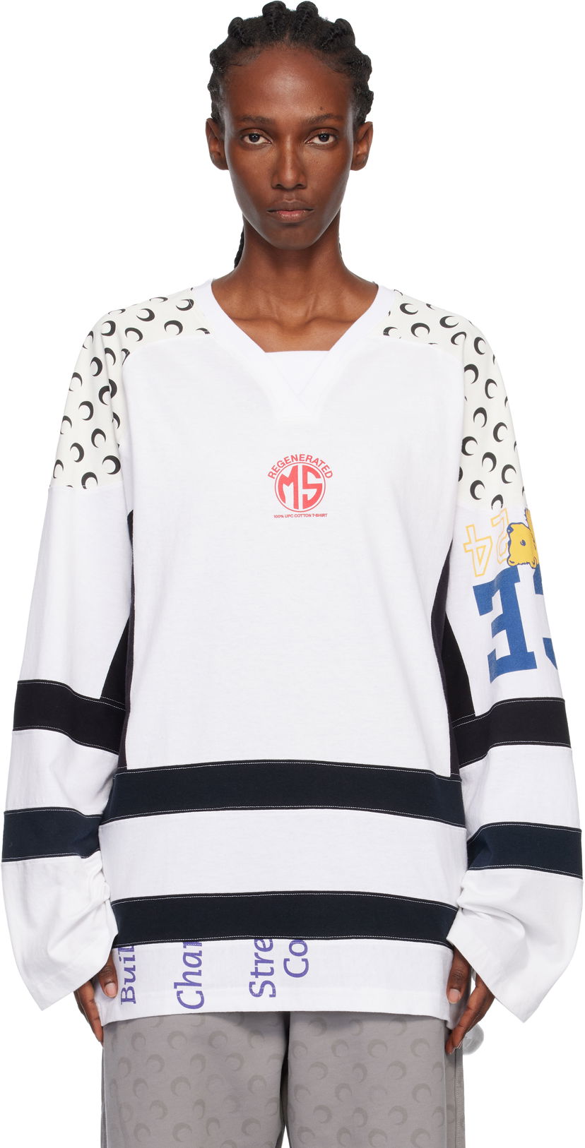 Dres Marine Serre Regenerated Graphic Cotton Long Sleeve Hockey T-shirt Rôznofarebný | MTT095AUJER0003