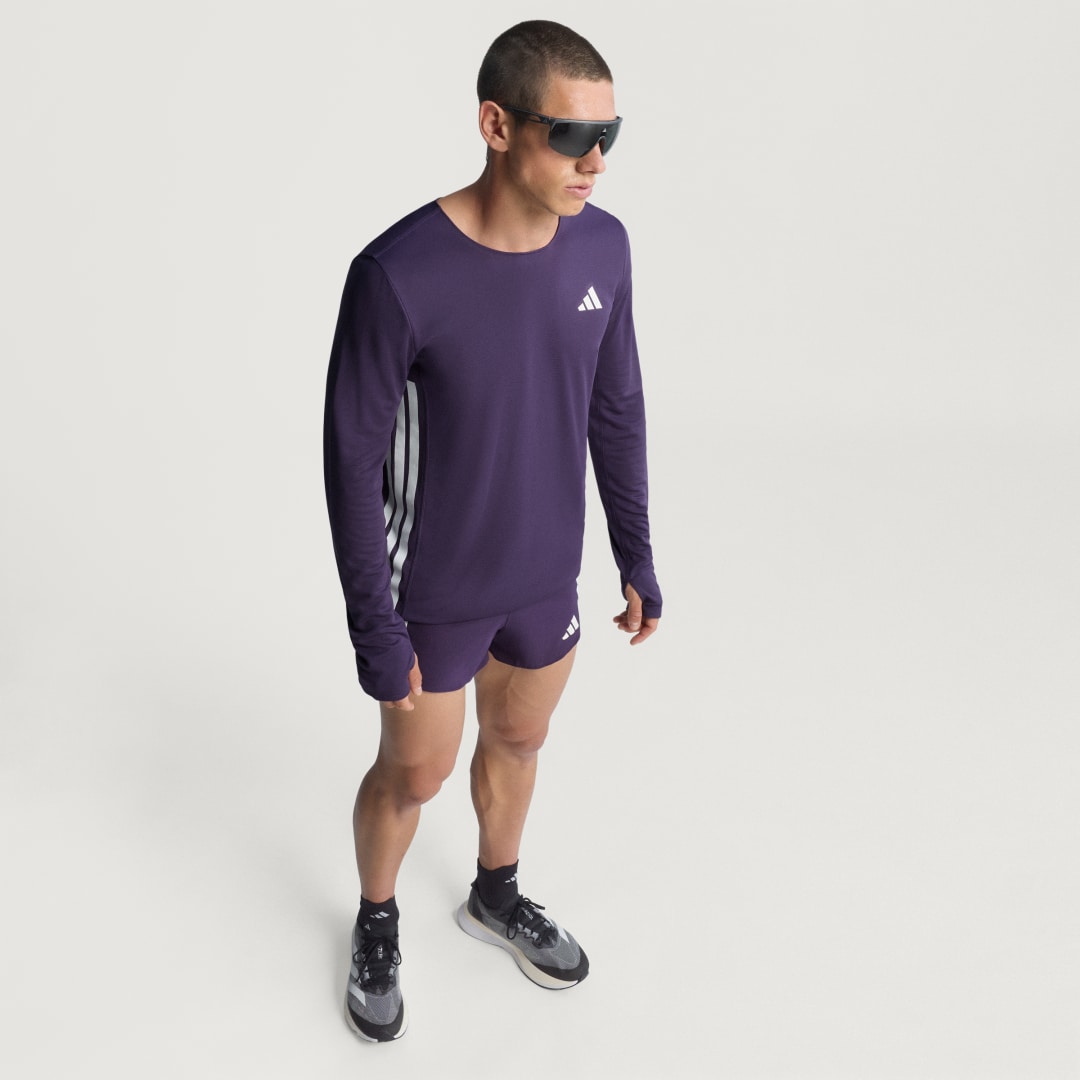 Tričko adidas Performance Adizero Running Long Sleeve Fialová | JV7179, 0