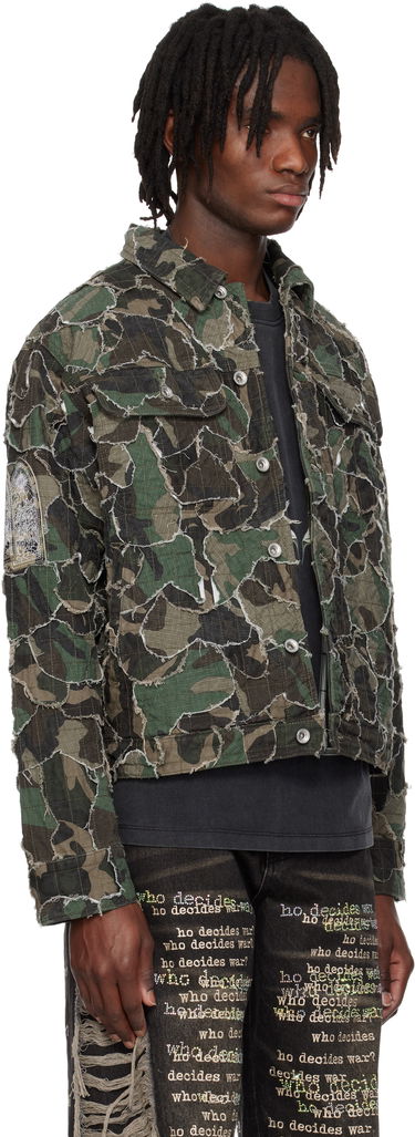Bunda Who Decides War Who Decides War Camo Trucker Jacket Zelené | 1131230011SS25, 1