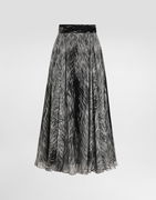 Chiffon Calf-Length Circle Skirt with Fur Print