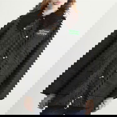 Kabáty Barbour Barbour x GANNI Hooded Wax Coat in Classic Tartan Zelené | LWX1528TN11, 2