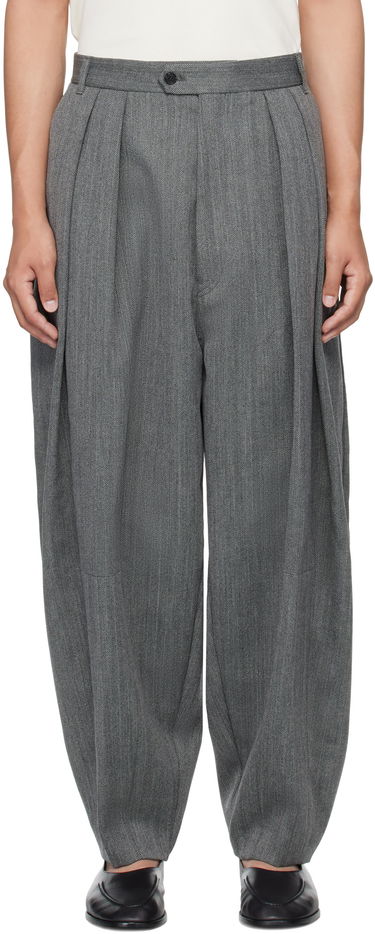 Nohavice HED MAYNER Hed Mayner Pleated Wide-Leg Wool Trousers Šedá | HMMB30042A-HB103, 0