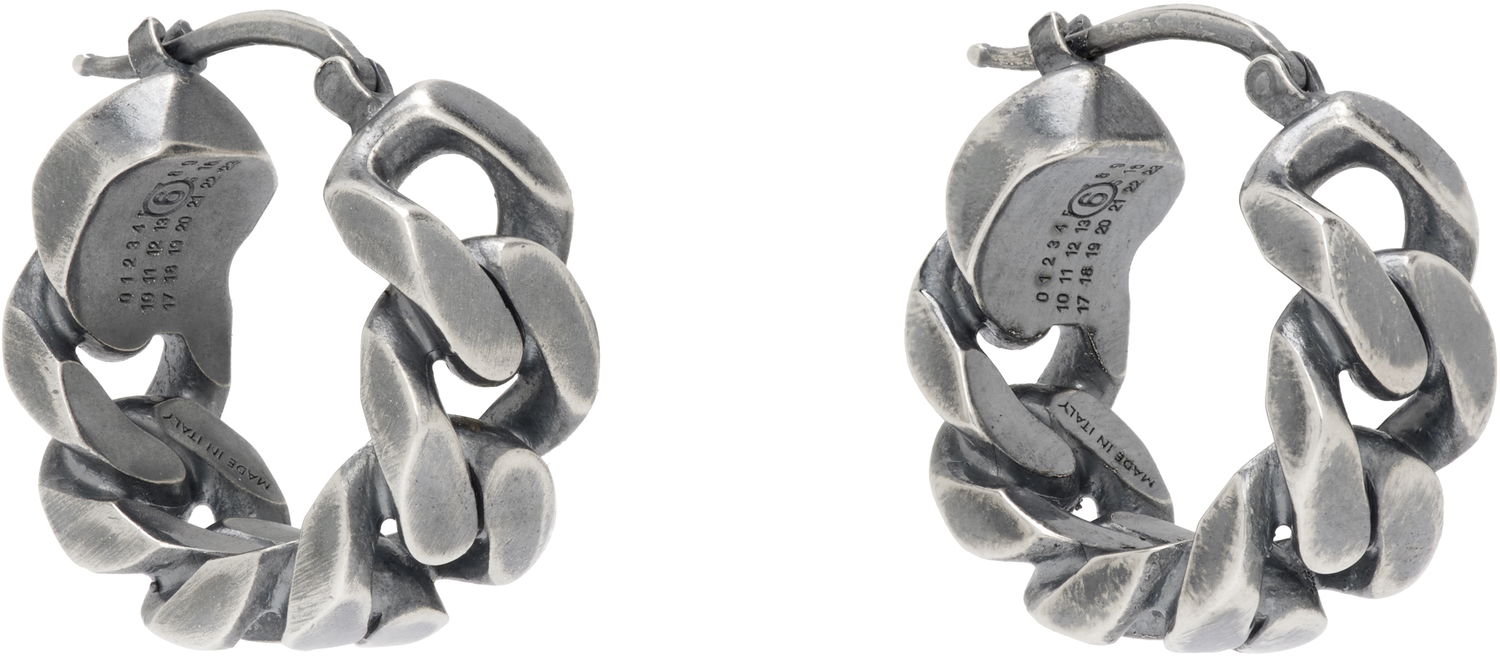 Náušnice Maison Margiela MM6 Maison Margiela Silver Twisted Hoop Earrings Metalická | SM6VG0100 SV0235, 1
