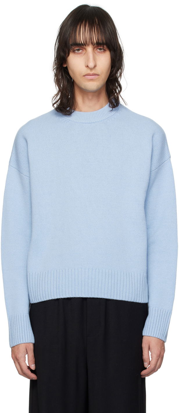 Sveter AMI Dropped Shoulder Sweater Modrá | UKS034.KN0028, 0