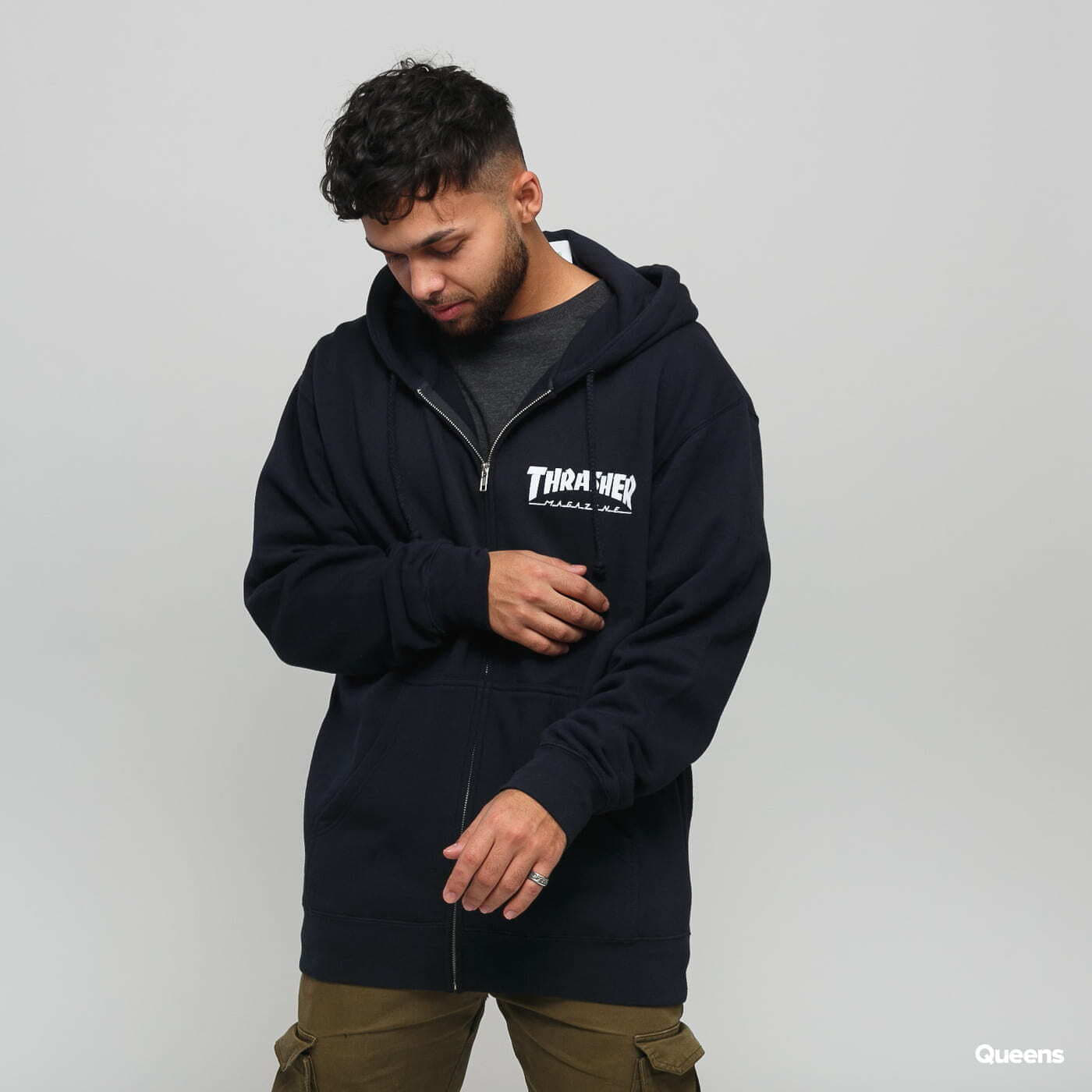 Mikina Thrasher Thrasher Magazine Logo Zip Hoodie Navy | 113109, 0