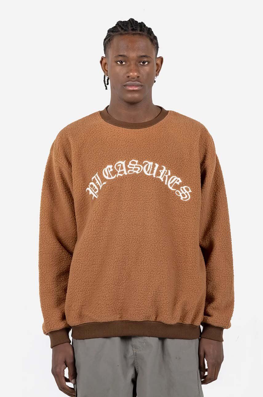 Mikina Pleasures Sherpa Crewneck Sweatshirt Hnedá | P23SP019, 0
