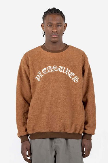 Mikina Pleasures Sherpa Crewneck Sweatshirt Hnedá | P23SP019, 0