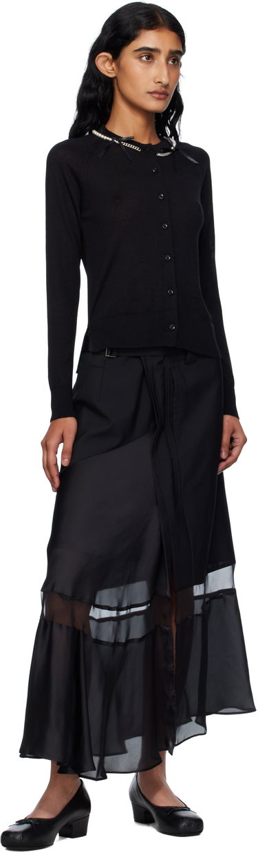 Sveter Simone Rocha Simone Rocha Pearl & Chain Bow Cardigan Čierna | KMK13B 0647, 3