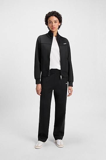 Tepláky BOSS BOSS Straight-Fit Tracksuit Bottoms with Piping Čierna | 50544183, 1