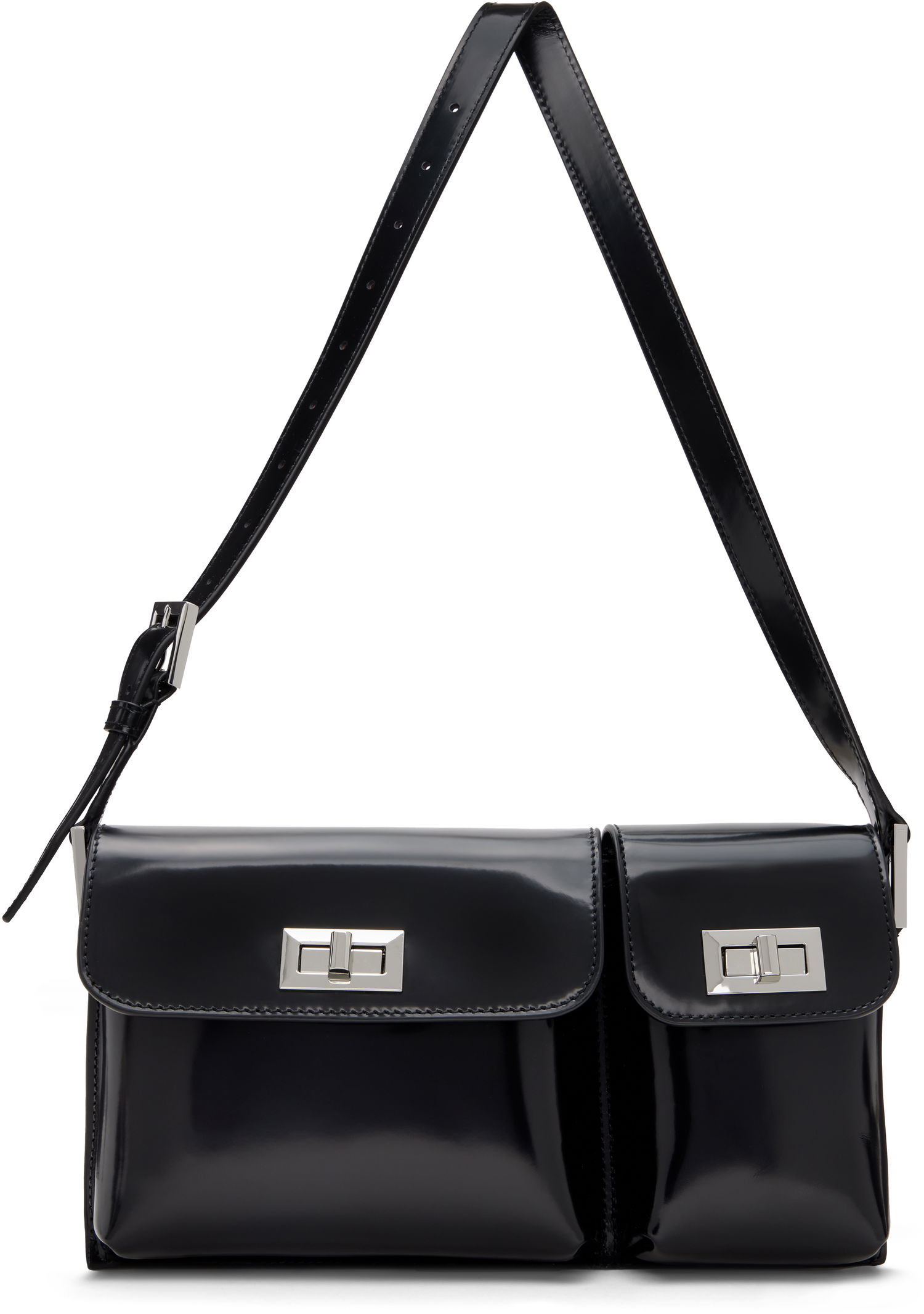 Taška cez rameno BY FAR Semi Patent Leather Shoulder Bag Čierna | 20SSBLYSBLWMED, 0