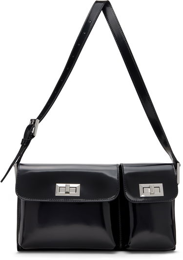 Taška cez rameno BY FAR Semi Patent Leather Shoulder Bag Čierna | 20SSBLYSBLWMED, 0