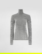 Draped Sequined Turtle-neck Top