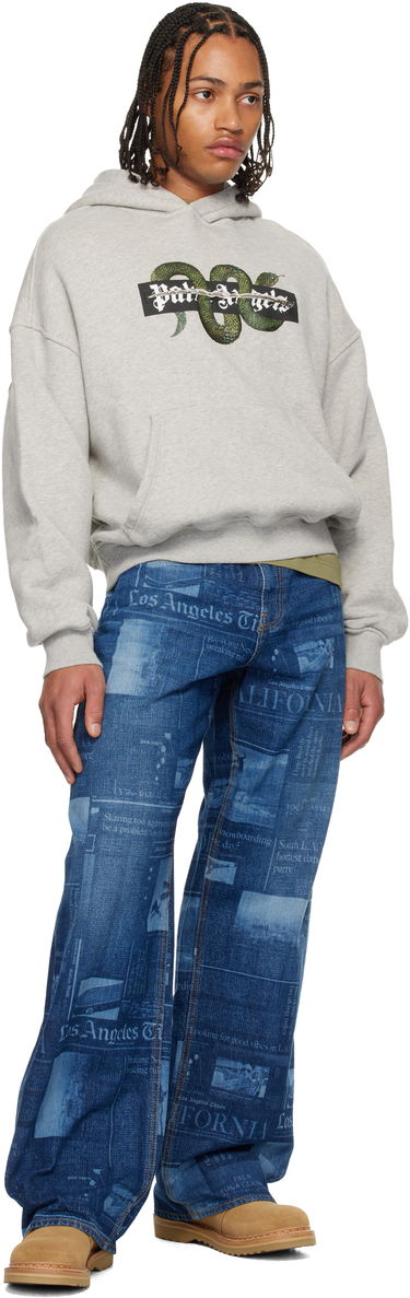 Mikina Palm Angels Palm Angels Snake Graphic Hoodie Šedá | PMBB17GF25FLE0010855, 3