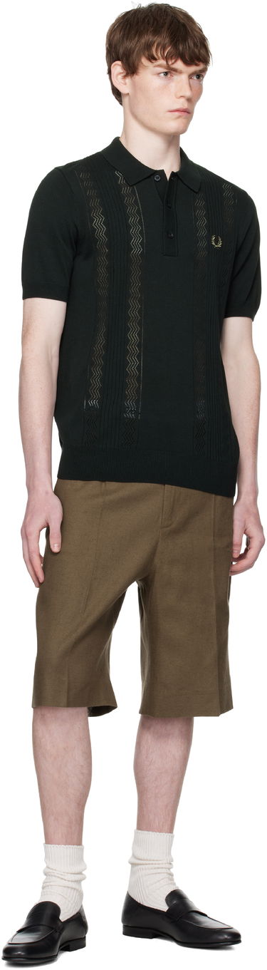 Polo tričko Fred Perry Fred Perry Pointelle Panel Knitted Polo Zelené | K9750, 3